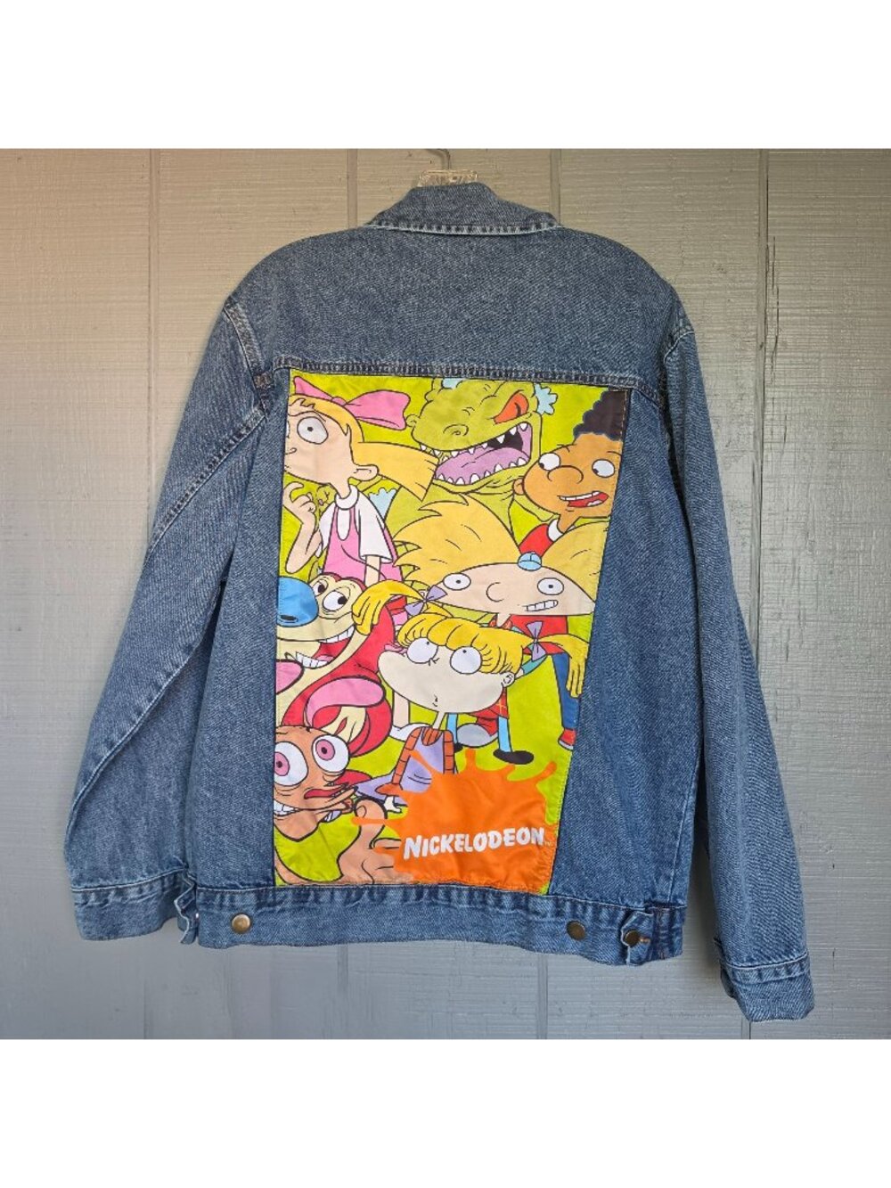 Nickelodeon 90s Cartoon Denim Jacket Rugrats Hey Arnold Ren & Stimpy Y2K Jacket